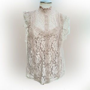 Cable & Gauge brand lace tan sleeveless top size Large